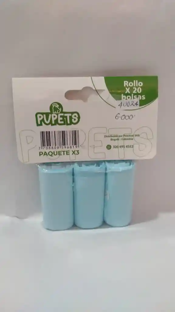 Rollo Bolsas Para Excremento Para Perros X 3 Uninades