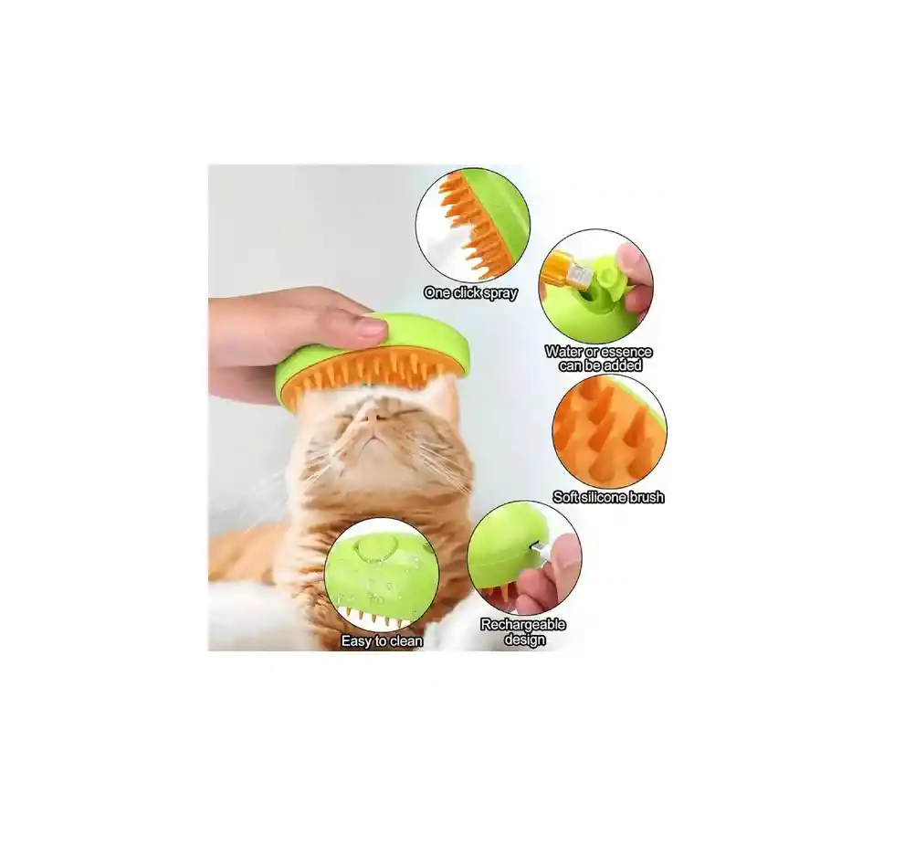 Cepillo De Vapor 3 En 1 Masaje Autolimpieza Peine Para Gatos