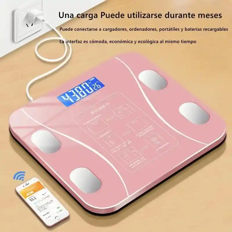 Báscula Bluetooth App Con Indicador De Grasa Y Usb Carga