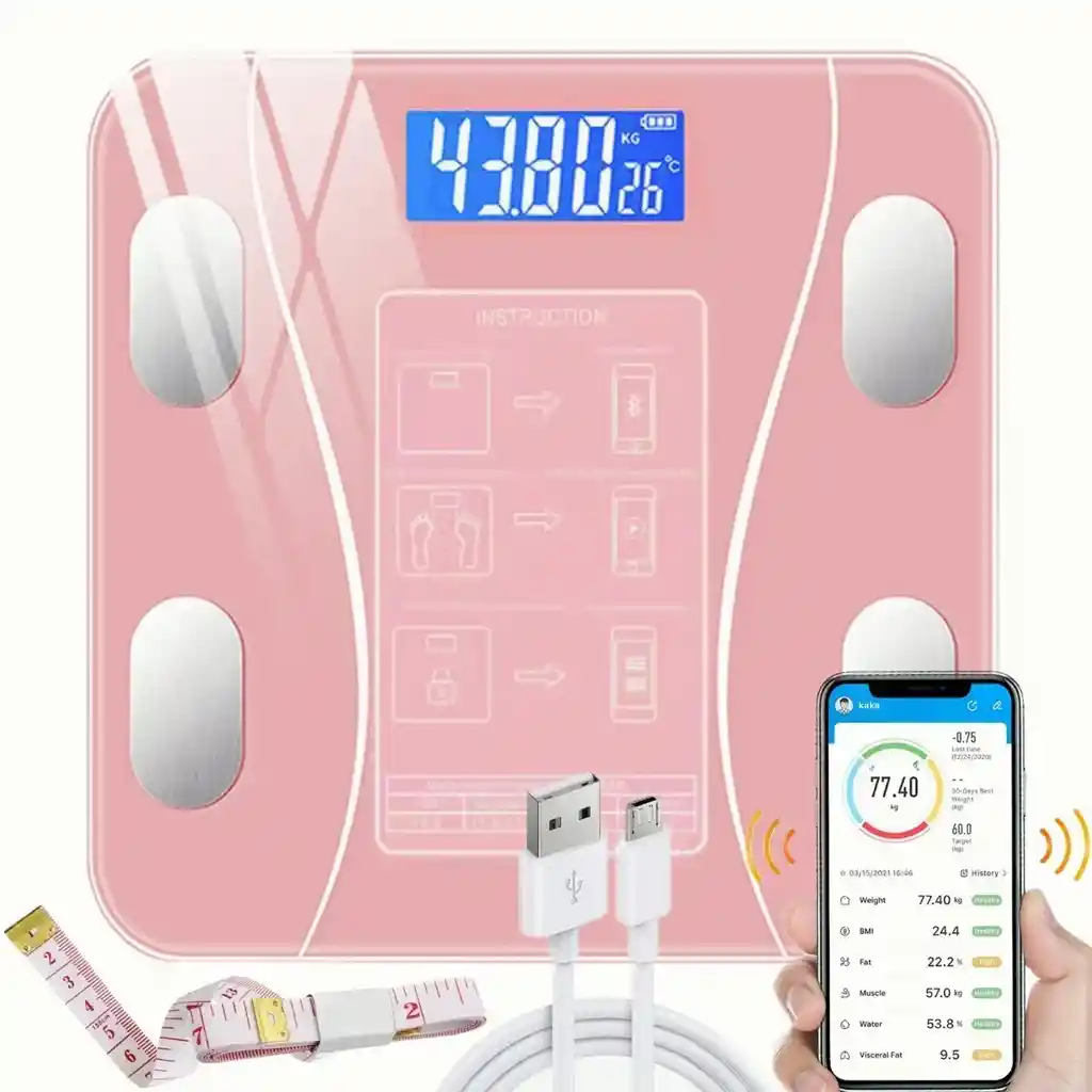Báscula Bluetooth App Con Indicador De Grasa Y Usb Carga
