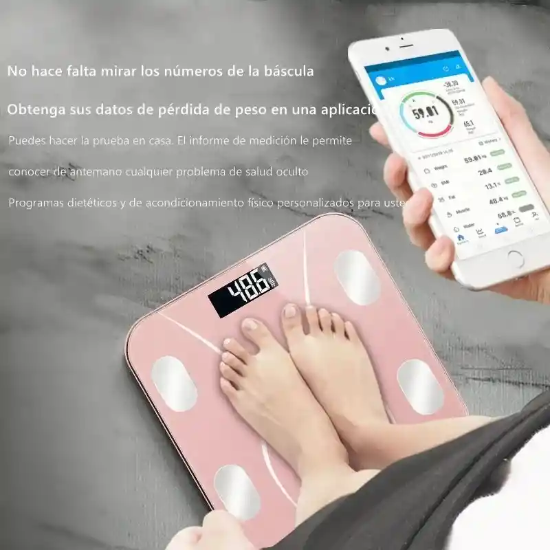 Báscula Bluetooth App Con Indicador De Grasa Y Usb Carga