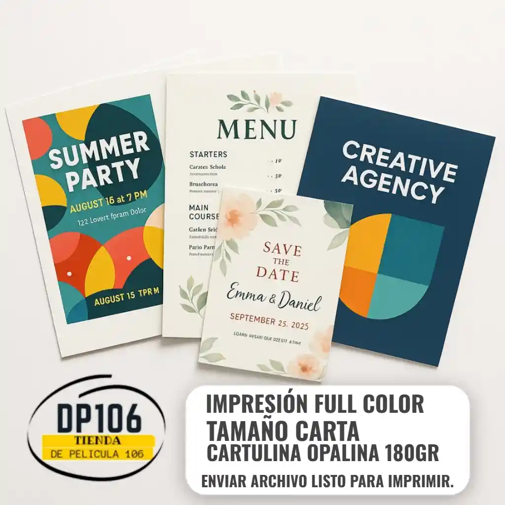 Impresion A Color En Cartulina Opalina Tamaño Carta Espectacular