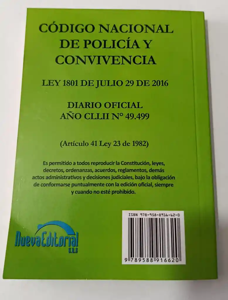 Codigo Nacional De Policia Y Convivencia