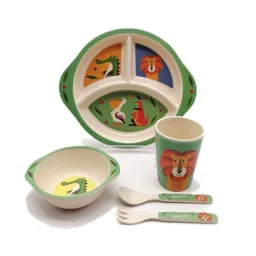 Set Vajilla Bebe Fibra De Bambú 5 Piezas