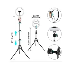 Aro De Luz 26 Cm Con Trípode Profesional 2 M De Altura Rgb Color
