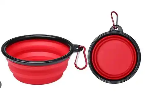 Plato De Silicona Portátil Mediano Rojo