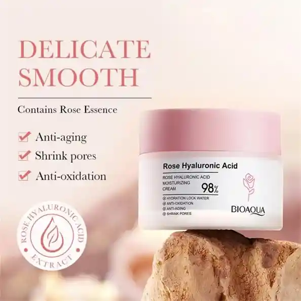 Bioaqua Crema De Rosas Con Ácido Hialurónico 50g Antiedad