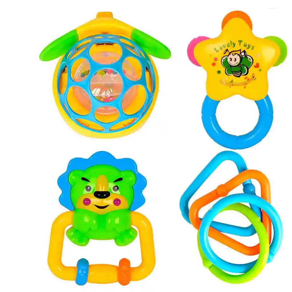 Sonajero Estimulación Temprana Bebé Juguete Elefante X 4 Pc