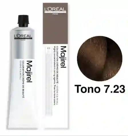 Loreal Tinte Majirel Tono 7.23 Rubio Irisado Dorado (incluye Peróxido, Guantes Y Tratamiento)