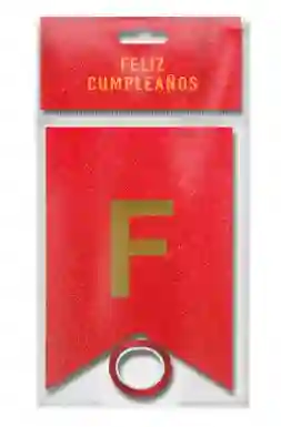 Banderin Feston Fiesta Feliz Cumpleaños Rojo Brillante Escarchado