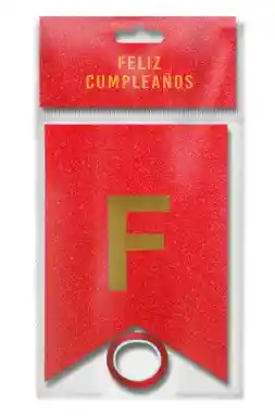 Banderin Feston Fiesta Feliz Cumpleaños Rojo Brillante Escarchado