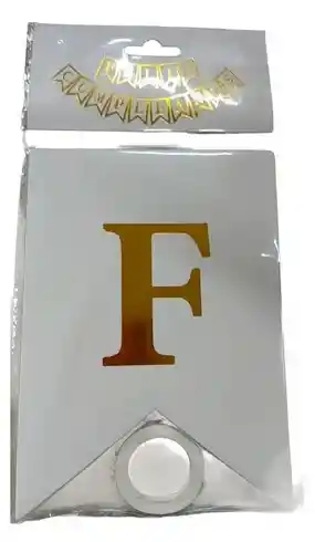 Banderin Feston Fiesta Matte Feliz Cumpleaños Blanca Letra Dorada
