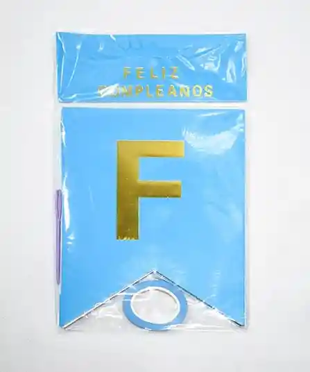 Banderin Feston Fiesta Matte Feliz Cumpleaños Azul Calro Letra Dorada