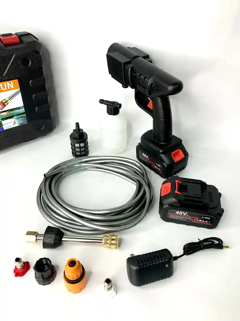 Hidrolavadora Recargable Inalambrica Con 2 Baterias De 48w Y Accesorios