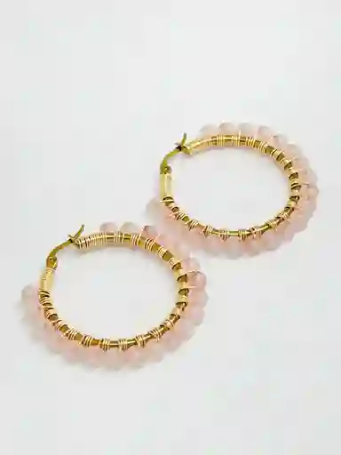 Aretes Ö Grandes Cuarzo Rosa