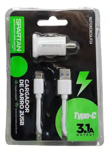 Cargador De Carro 3.1a Con 2 Puertos Usb Tipo C Rápido