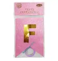 Banderin Feston Fiesta Feliz Cumpleaños Rosa Princesa Escarchado