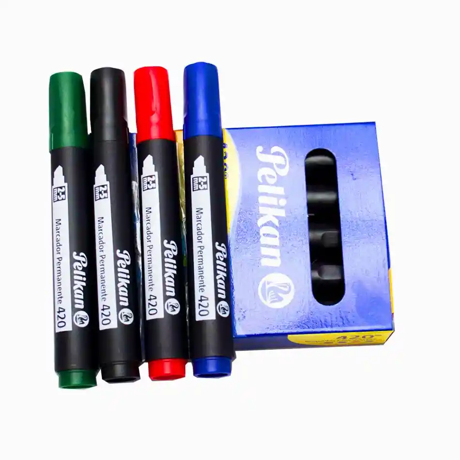 Marcador Permanente Color Azul, Rojo, Verde Y Negro Por Unidad - Referencia 420