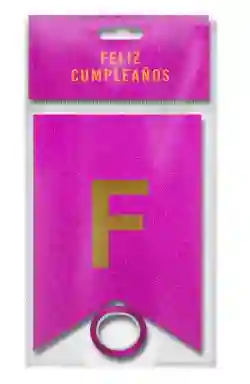 Banderin Feston Fiesta Feliz Cumpleaños Magenta Escarchado