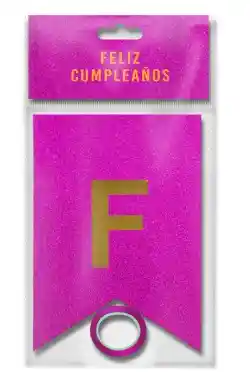 Banderin Feston Fiesta Feliz Cumpleaños Magenta Escarchado