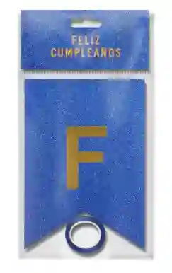 Banderin Feston Fiesta Feliz Cumpleaños Azul Rey Escarchado