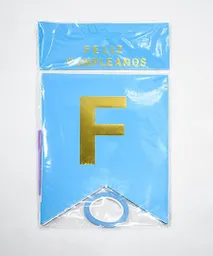 Banderin Feston Fiesta Matte Feliz Cumpleaños Azul Calro Letra Dorada