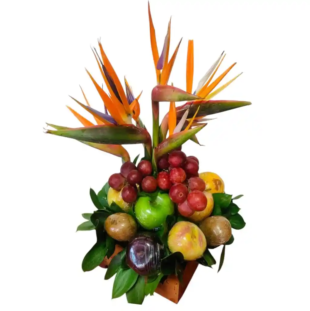 Flores Aves Del Paraíso Y Frutas