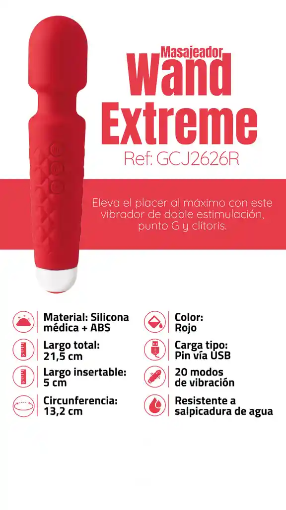 Masajeador Wand Extreme Red