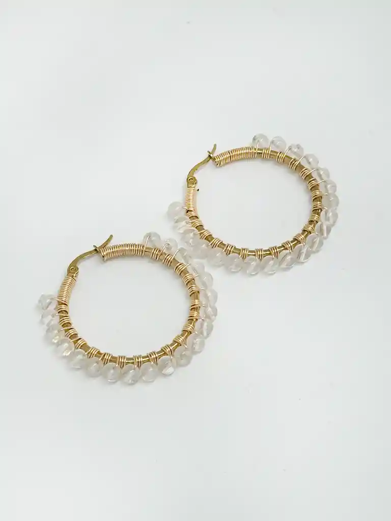 Aretes Ö Grandes Cuarzo Cristal