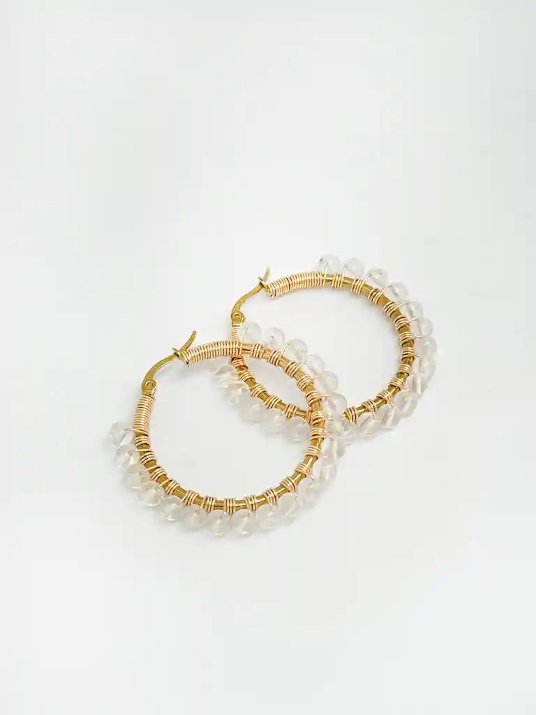 Aretes Ö Grandes Cuarzo Cristal