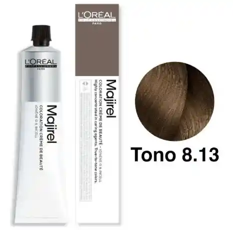 Loreal Tinte Majirel Tono 8.13 Rubio Claro Ceniza Dorado (incluye Peróxido, Guantes Y Tratamiento)