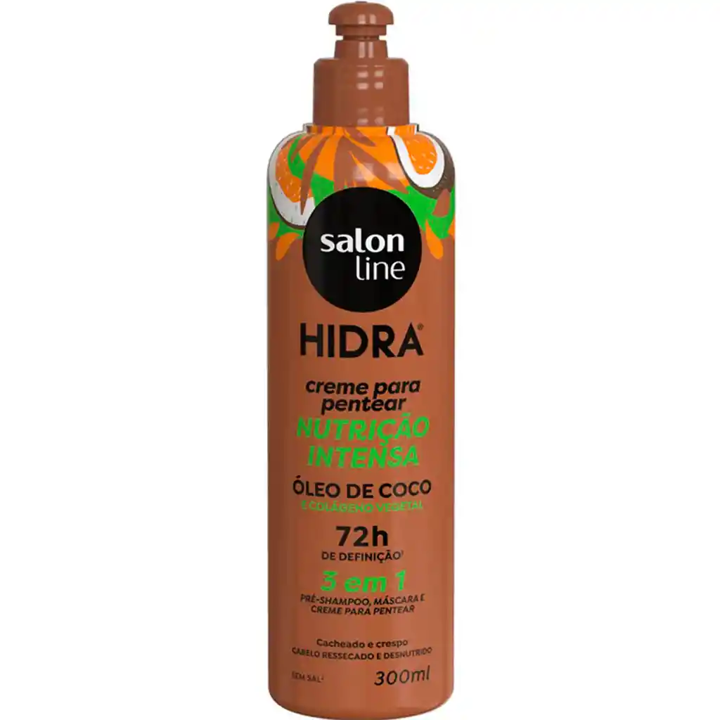 Crema Para Peinar Salon Line Hidra Con Óleo De Coco | Hidratación Intensa, 72h De Definición, Cabello Rizado Y Seco, Fórmula Vegana Con Sellos De Calidad– 1l