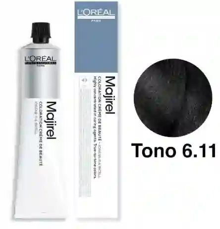 Loreal Tinte Majirel Tono 6.11 High Resist Rubio Oscuro Ceniza Profundo (incluye Peróxido, Guantes Y Tratamiento)