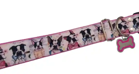 Collar Estampado Perritos Rosa Talla L