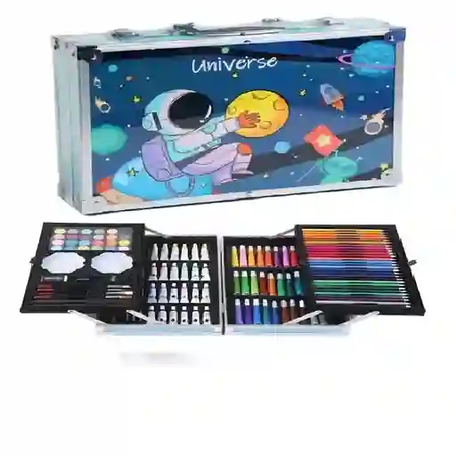 Kit/set De Arte Dibujo Maletin Metalico 145 Piezas Niños