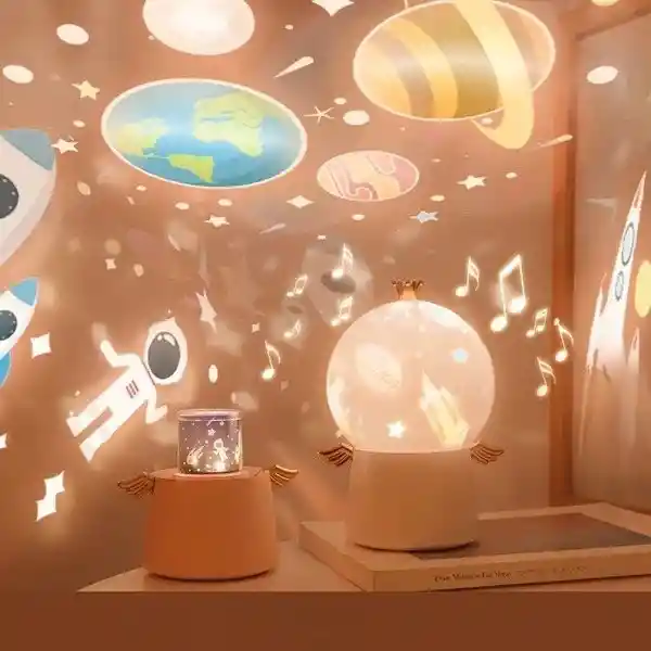Lampara Led Decorativa Angel Proyectora Niños Musical