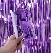Cortina Para Decorar Metalizada Morada A Tiras