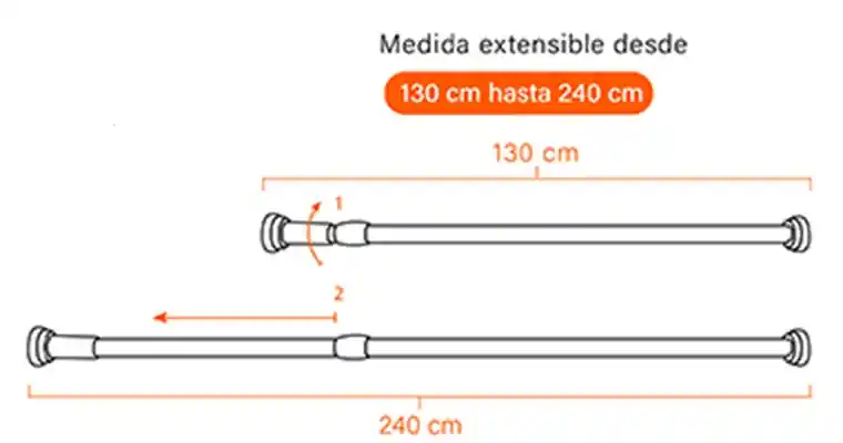 Barra Tubo Expandible Multifuncional Ajustable 130-250 Cm