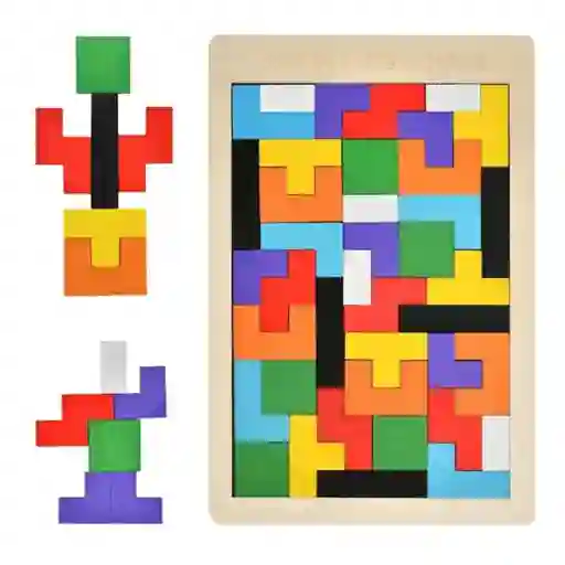 Juguete Didactico Rompecabeza Tetris En Madera