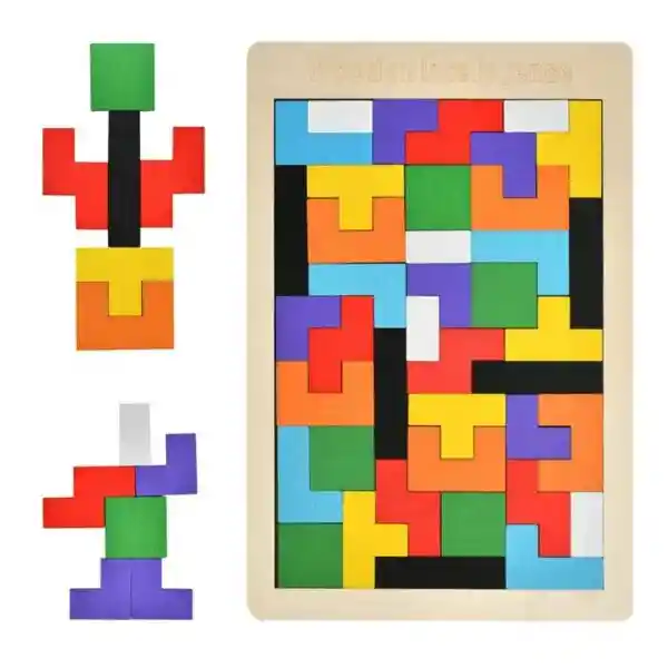 Juguete Didactico Rompecabeza Tetris En Madera