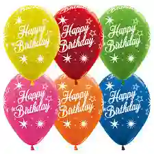 R12x12 Metal Surt. Happy Birthday Destellos