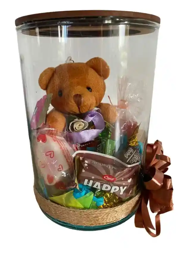 Regalo Detalle Oso Teddy Bear Moño De Flor Y Chocolates Para Cualquier Ocasión