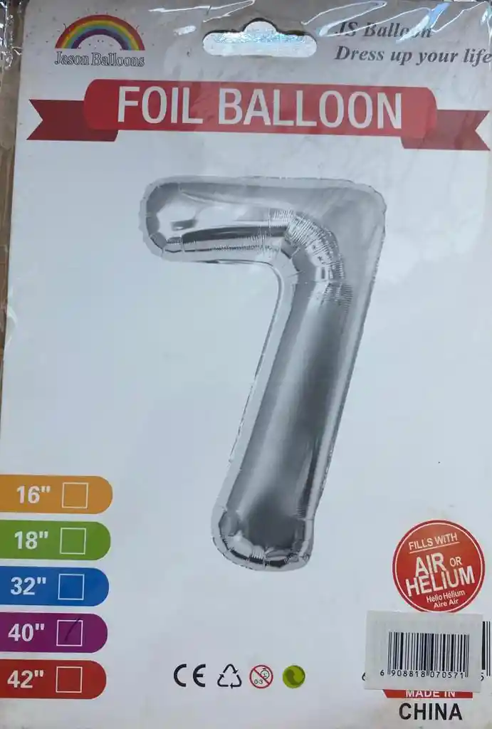 Globo Numero 7- 40" Balloon 	plateado