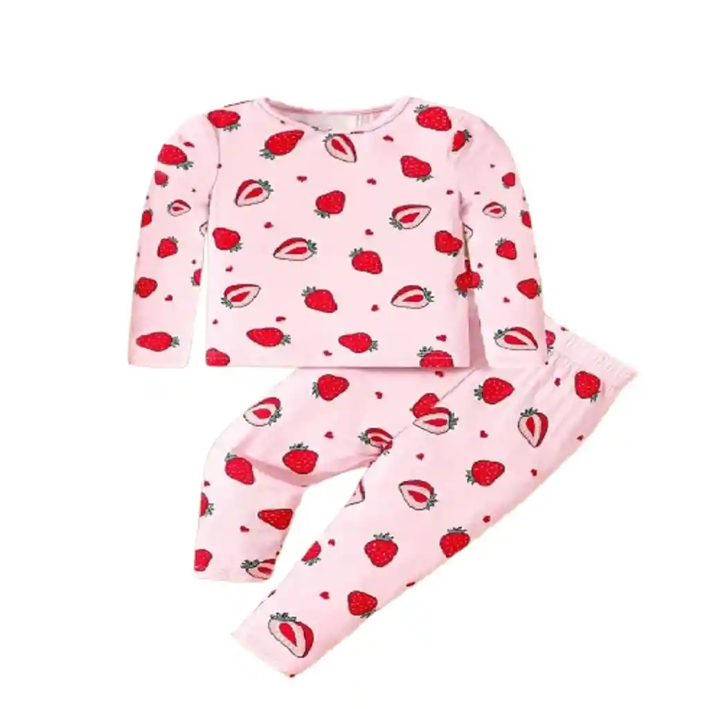 Conjunto Rosa De Bebe Con Fresas Talla 6-9 Meses