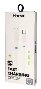 Cable De Usb A V8, Micro Usb 3.1a, Carga Rapida, Blanco 1m - Harvic