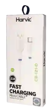 Cable De Usb A V8, Micro Usb 3.1a, Carga Rapida, Blanco 1m - Harvic