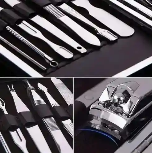 Set De Manicura X10 Piezas En Acero, Estuche Viajero