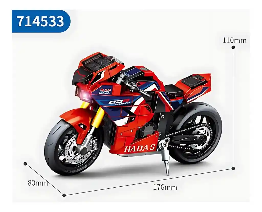 Bloque Armar Lego Moto Motocicleta 253 Piezas Supensión Volante Cadena Disco