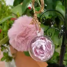 Llavero Con Mini Rosas Preservada