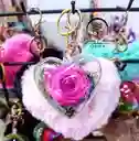 Llavero Con Mini Rosas Preservada